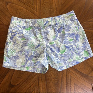 Vineyard Vines Cordia Floral Dayboat Shorts Blue Green White Wintermint Size 0